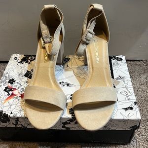 CL by Laundry Beige Ankle Strap Heels